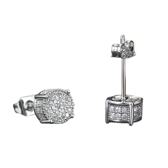 Silver Zircon Stud Earrings - Picture 3 of 6